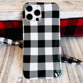 Bull Plaid Black/White Phone Case For iPhone