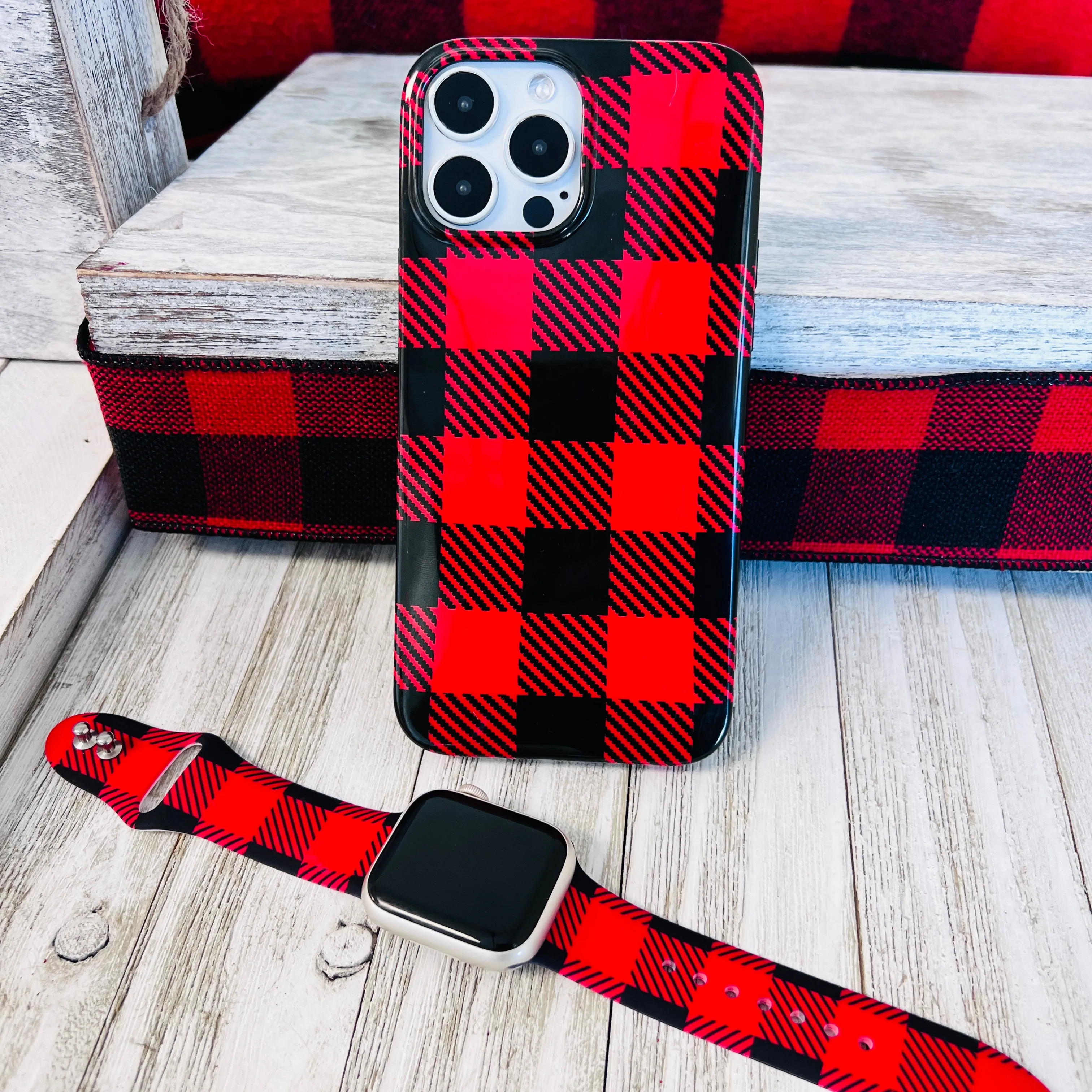 Bull Plaid Red Phone Case For iPhone