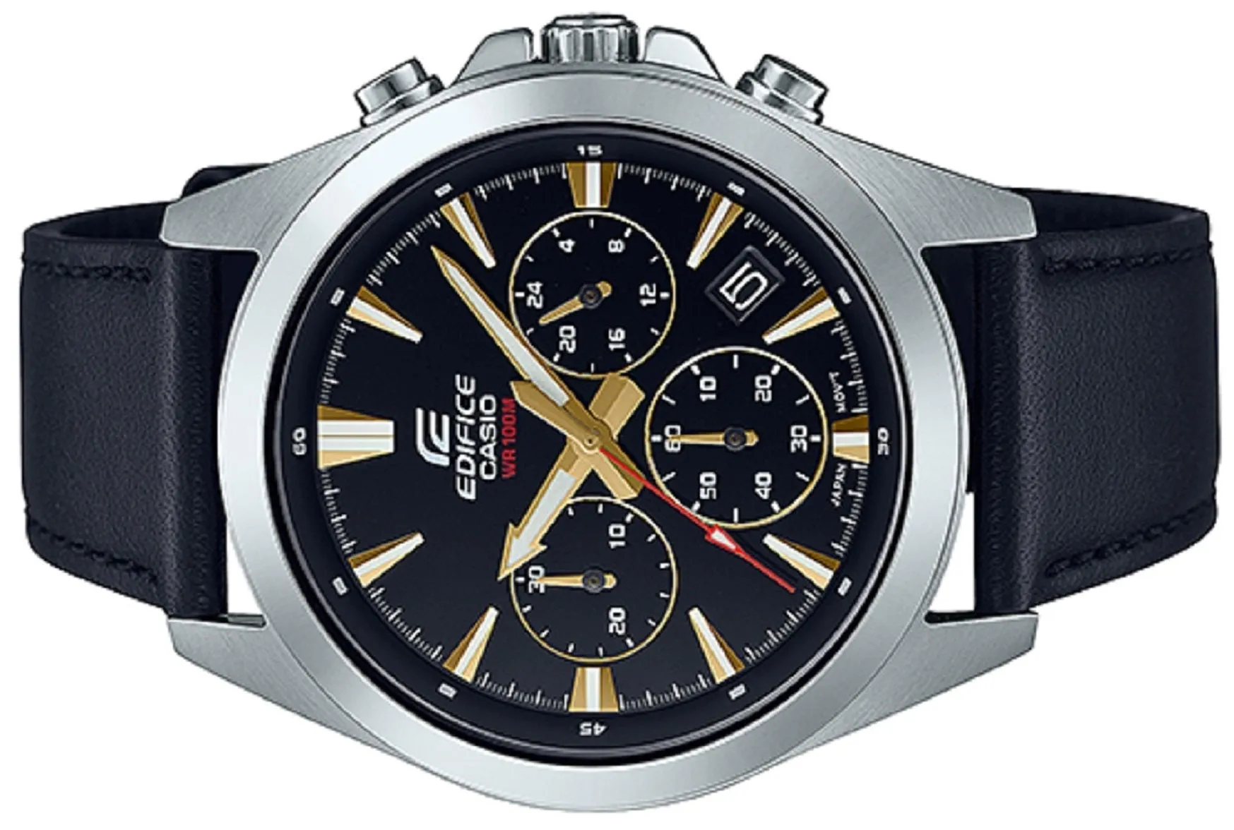 Casio Edifice EFV-630L-1A Chronograph Leather Strap Watch For Men