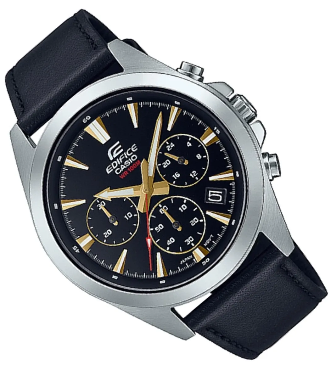 Casio Edifice EFV-630L-1A Chronograph Leather Strap Watch For Men