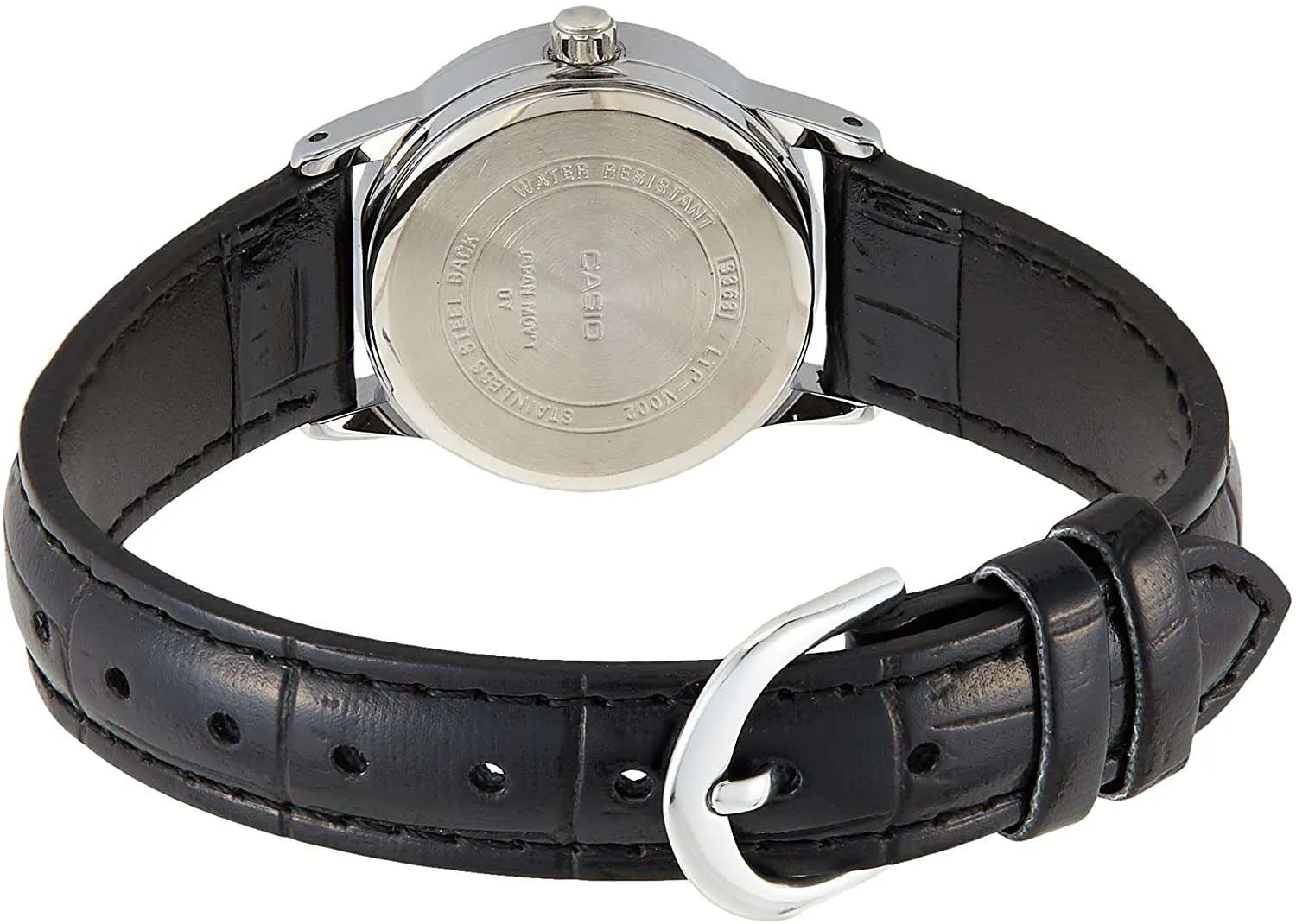 Casio LTP-V002L-1B Black Leather Strap Watch for Women