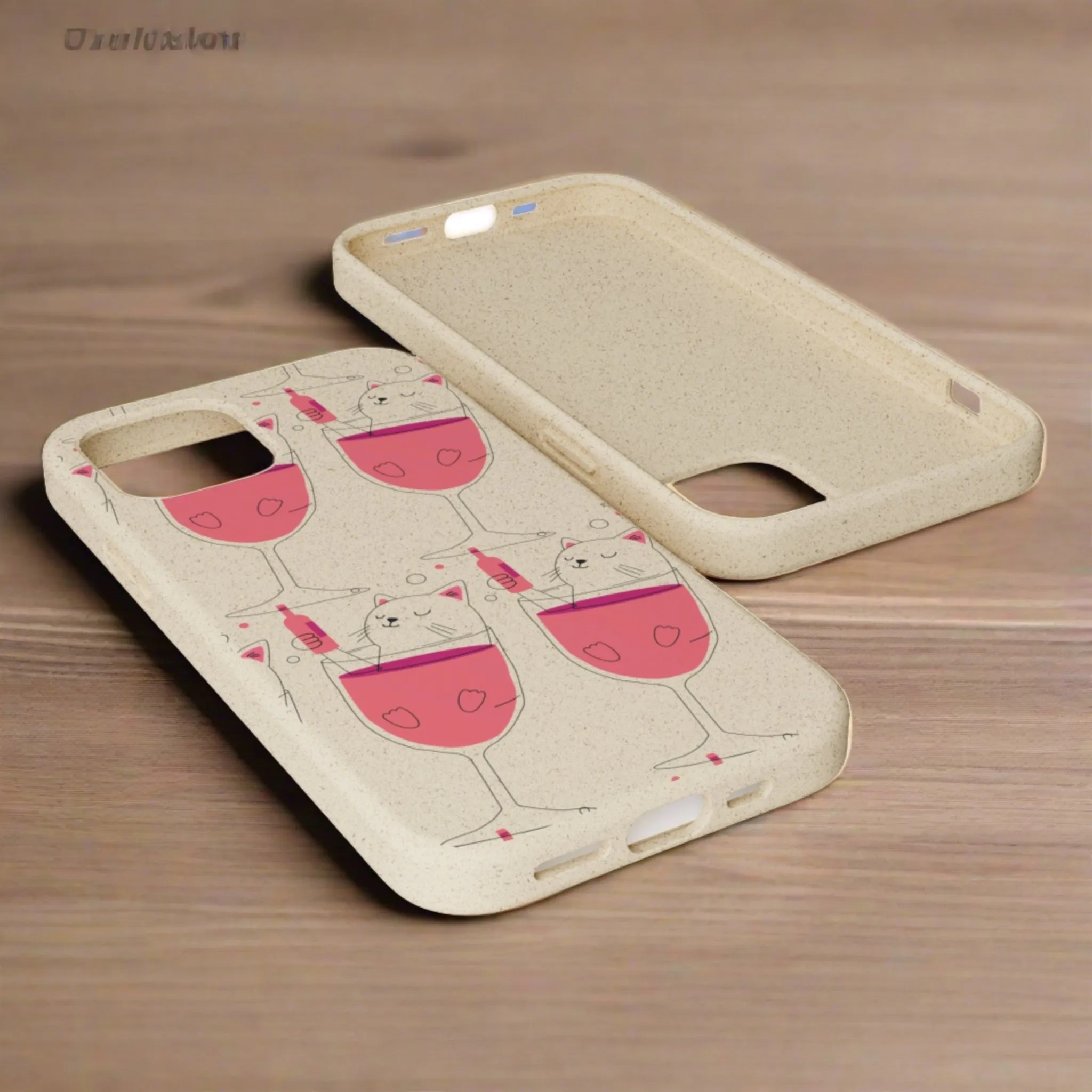 Cat & Wine, Biodegradable Iphone Case