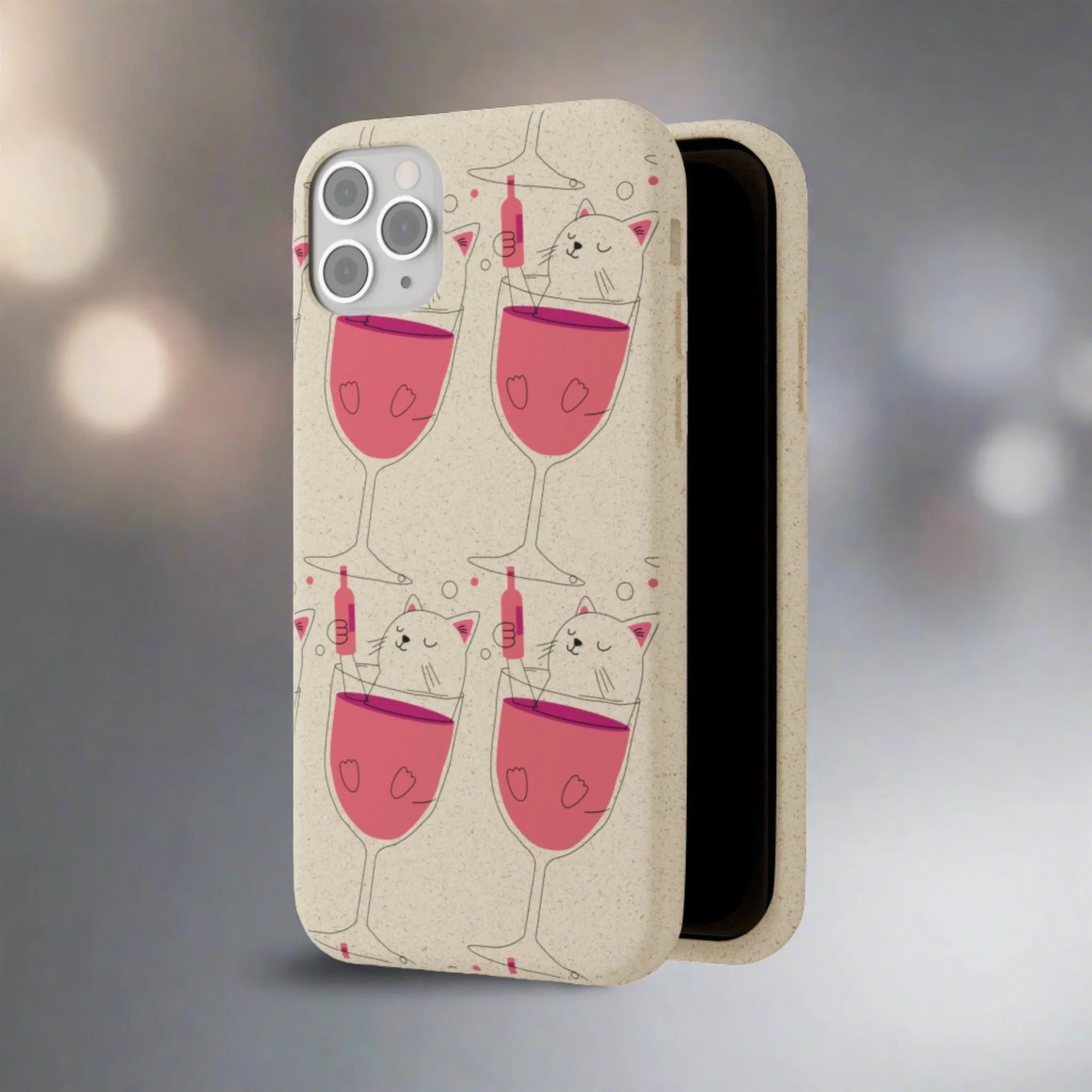 Cat & Wine, Biodegradable Iphone Case