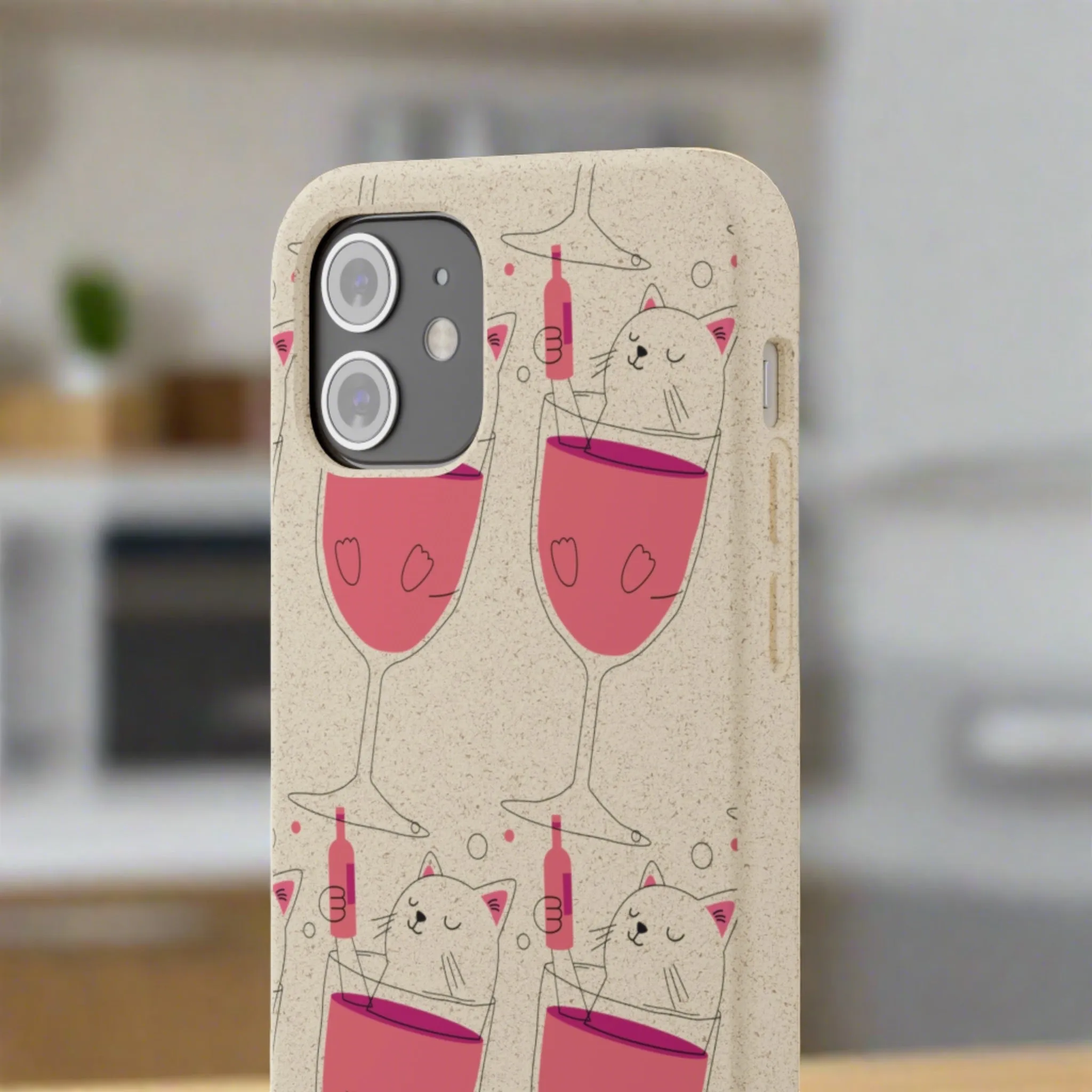 Cat & Wine, Biodegradable Iphone Case