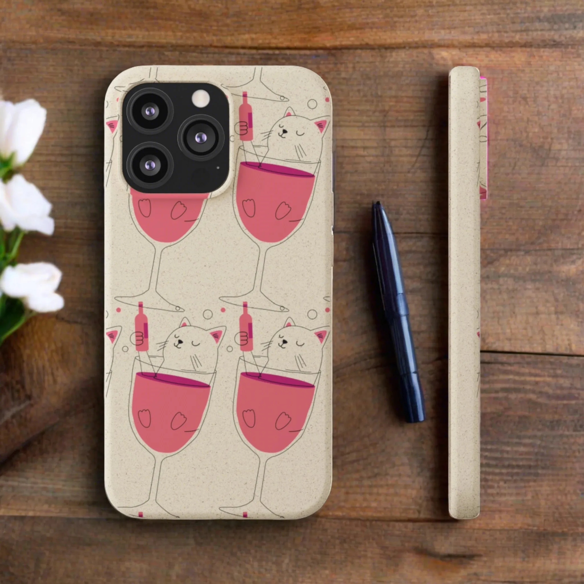 Cat & Wine, Biodegradable Iphone Case