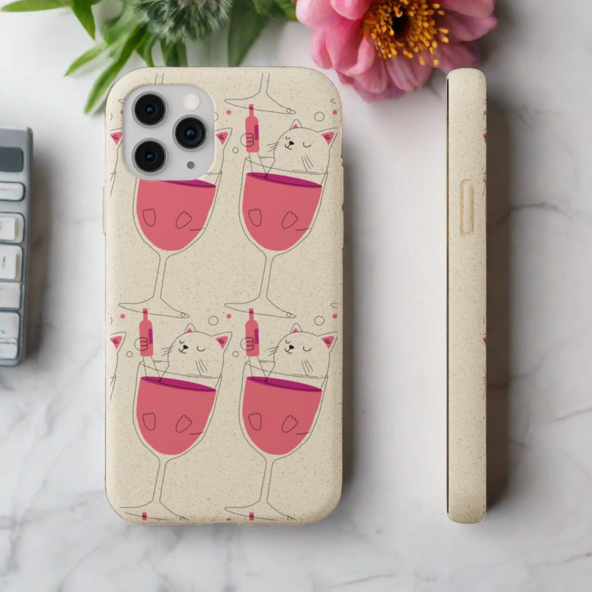 Cat & Wine, Biodegradable Iphone Case