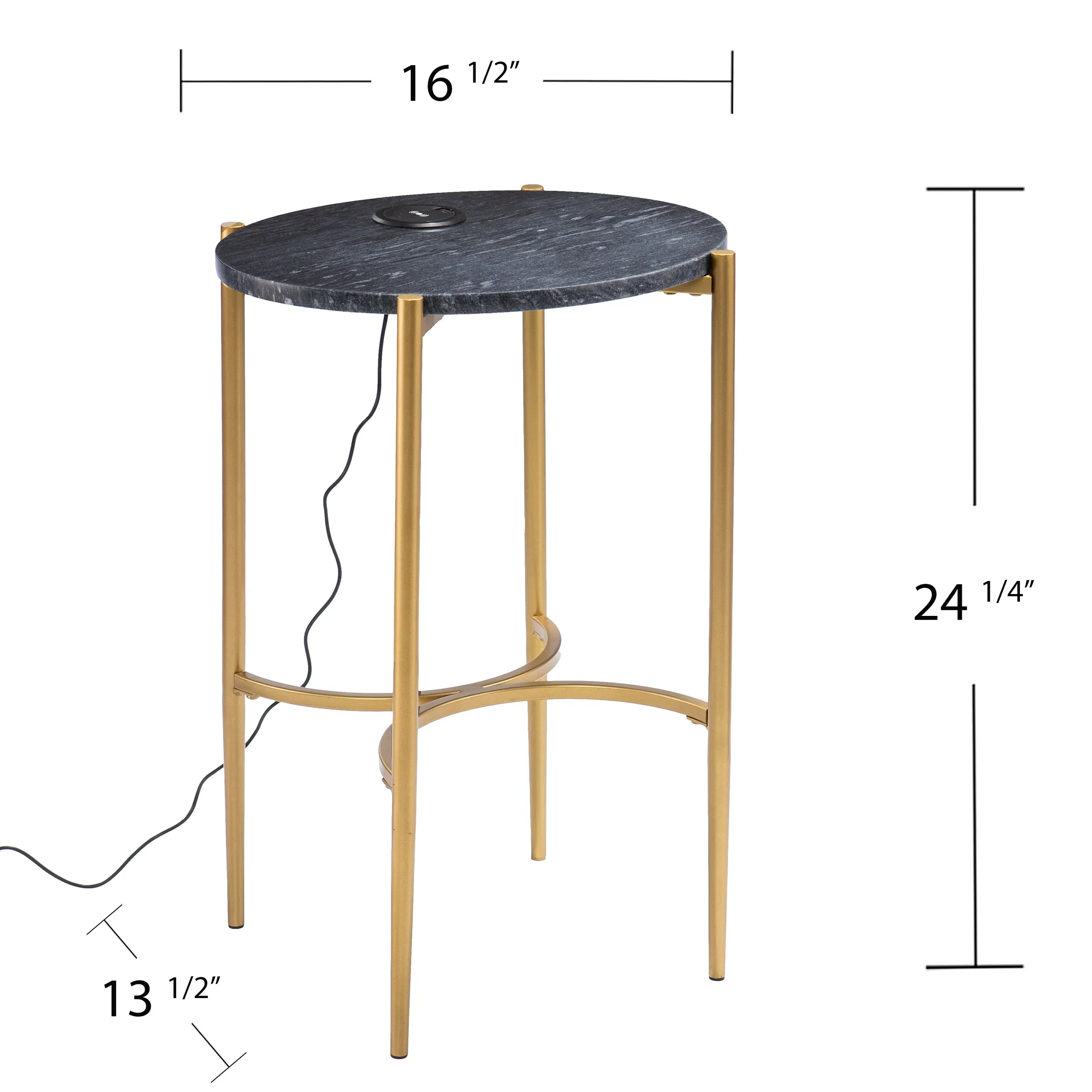 Clarvin Side Table w/ Wireless Charging Station