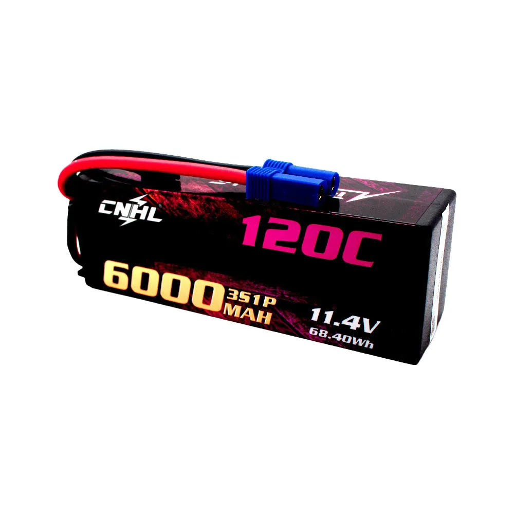 CNHL Racing Series LiHV 6000mAh 11.4V 3S 120C HV Hard Case Lipo Battery with EC5 Plug