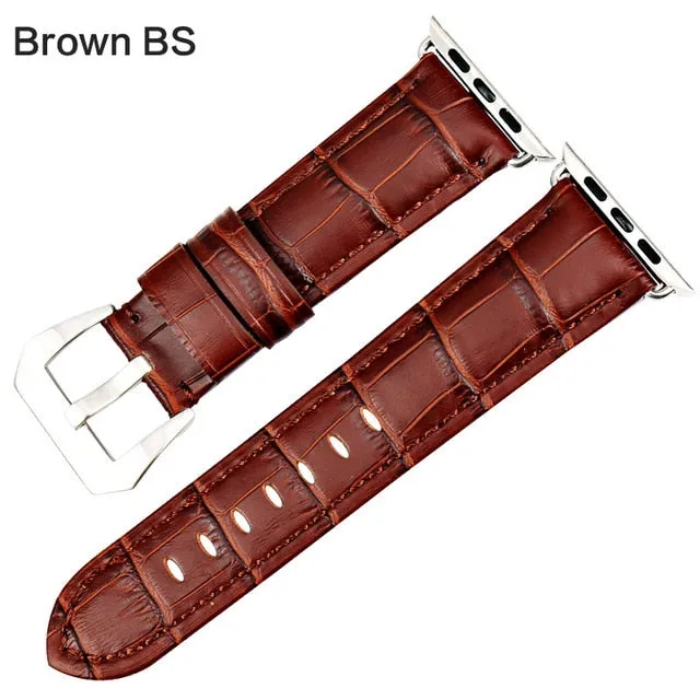 Crocodile Pattern Embossed Genuine Leather Apple Watch Strap