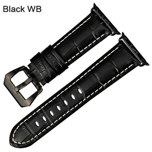 Crocodile Pattern Embossed Genuine Leather Apple Watch Strap