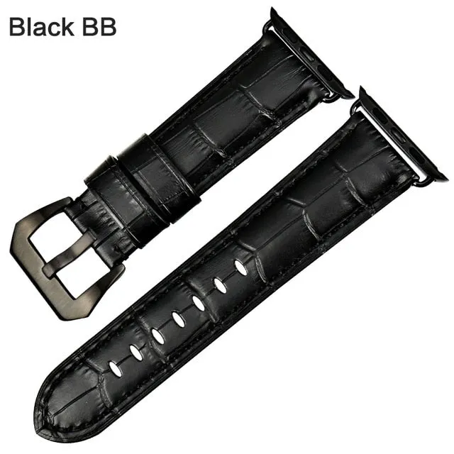 Crocodile Pattern Embossed Genuine Leather Apple Watch Strap