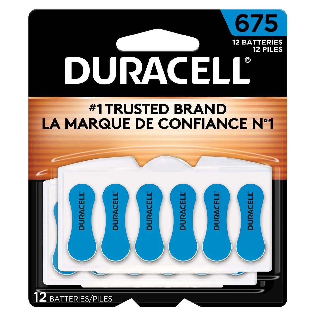 DA675B12ZM09 Duracell, Hearing Aid Battery, Zinc Air, 12PK