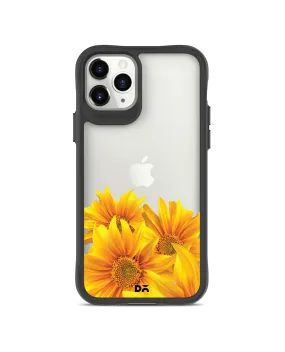 DailyObjects Clear Bright Sunflowers Black Hybrid Clear Case Cover For iPhone 11 Pro