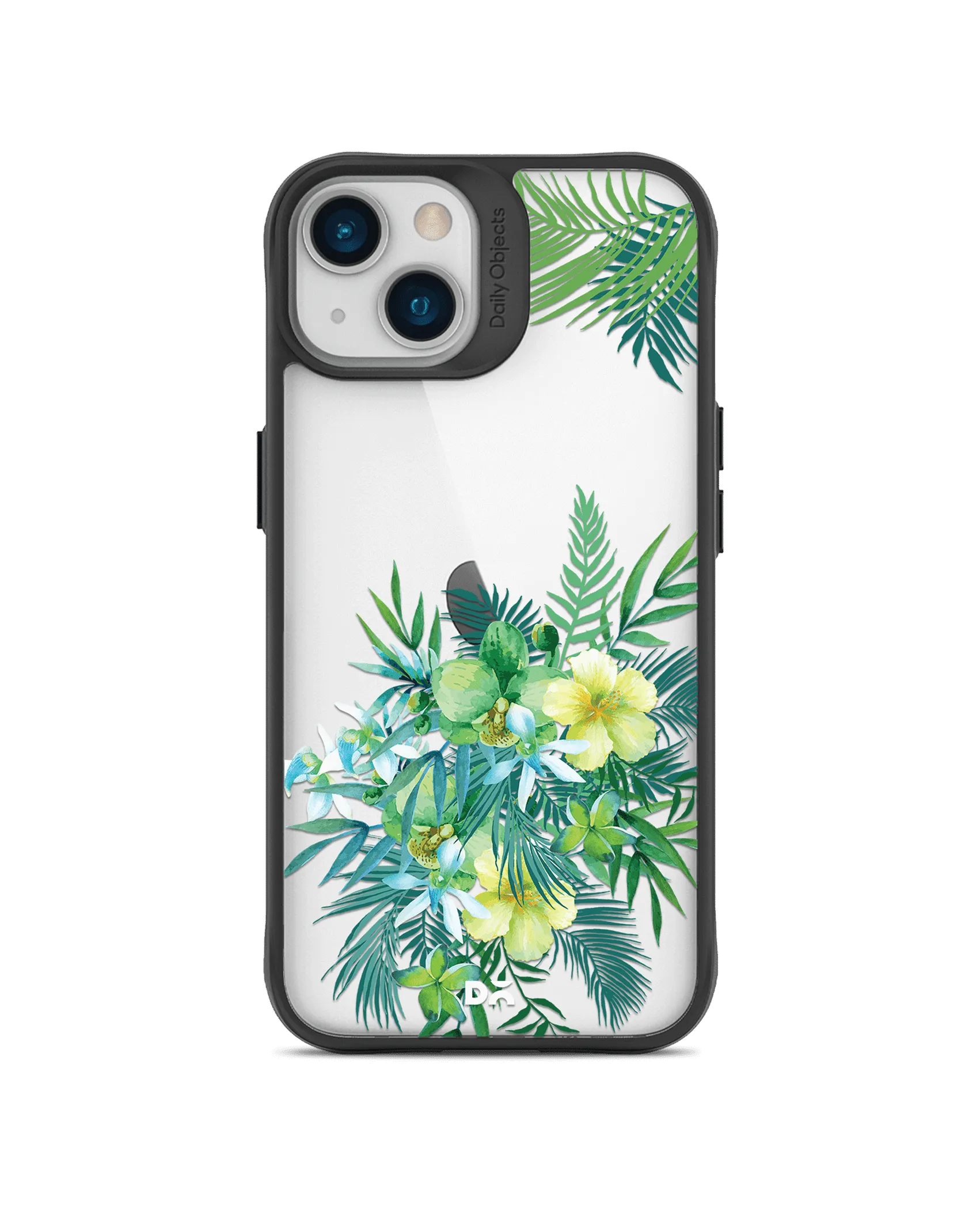 DailyObjects Clear Ferns & Flowers Black Hybrid Clear Case Cover For iPhone 13 Mini