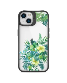 DailyObjects Clear Ferns & Flowers Black Hybrid Clear Case Cover For iPhone 13 Mini