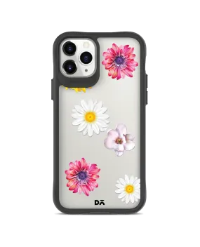 DailyObjects Clear Multicoloured Flowers Black Hybrid Clear Case Cover For iPhone 11 Pro Max