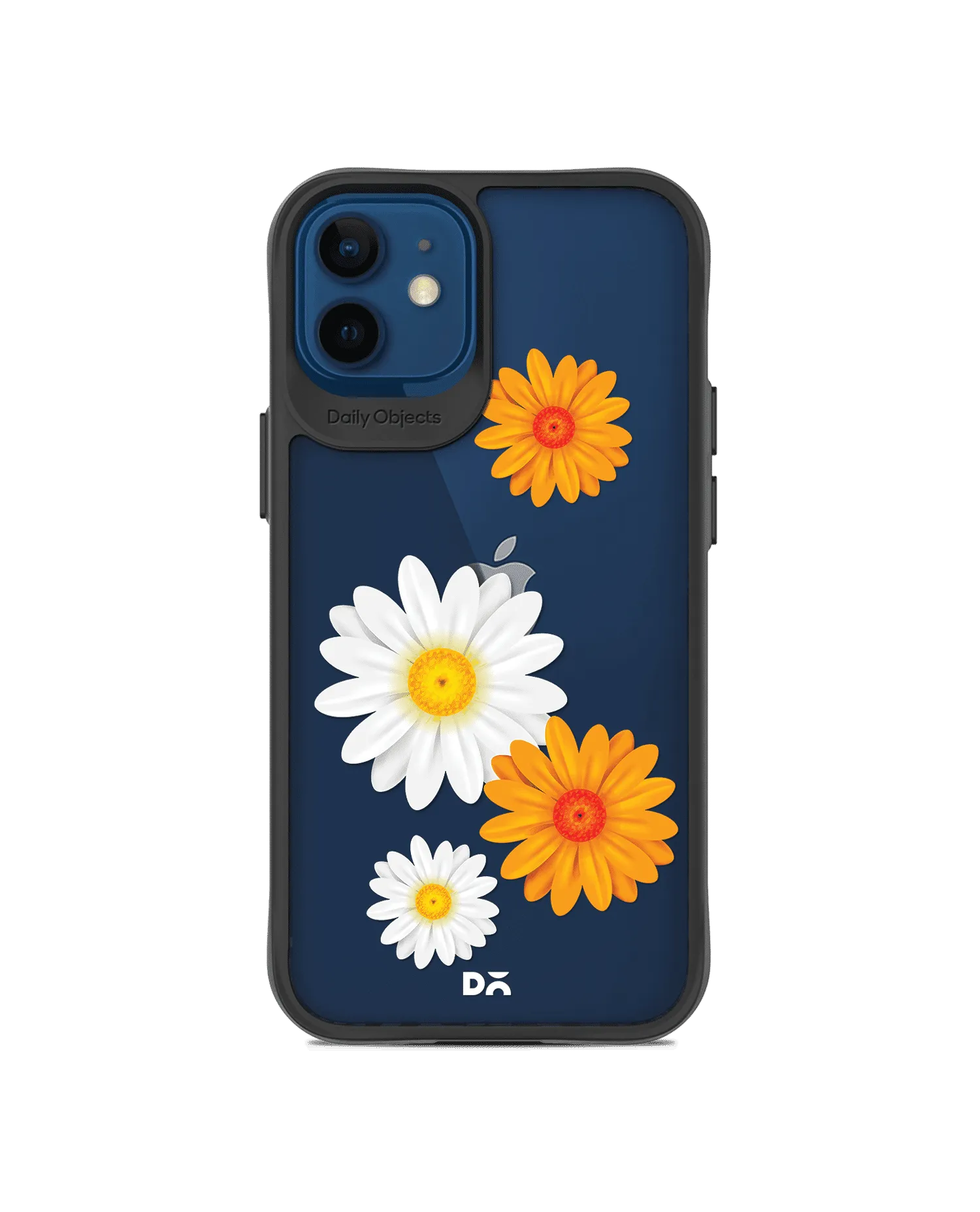 DailyObjects Clear Painted Flowers Black Hybrid Clear Case Cover For iPhone 12 Mini