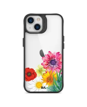 DailyObjects Clear Pink & Yellow Flowers Black Hybrid Clear Case Cover For iPhone 13 Mini