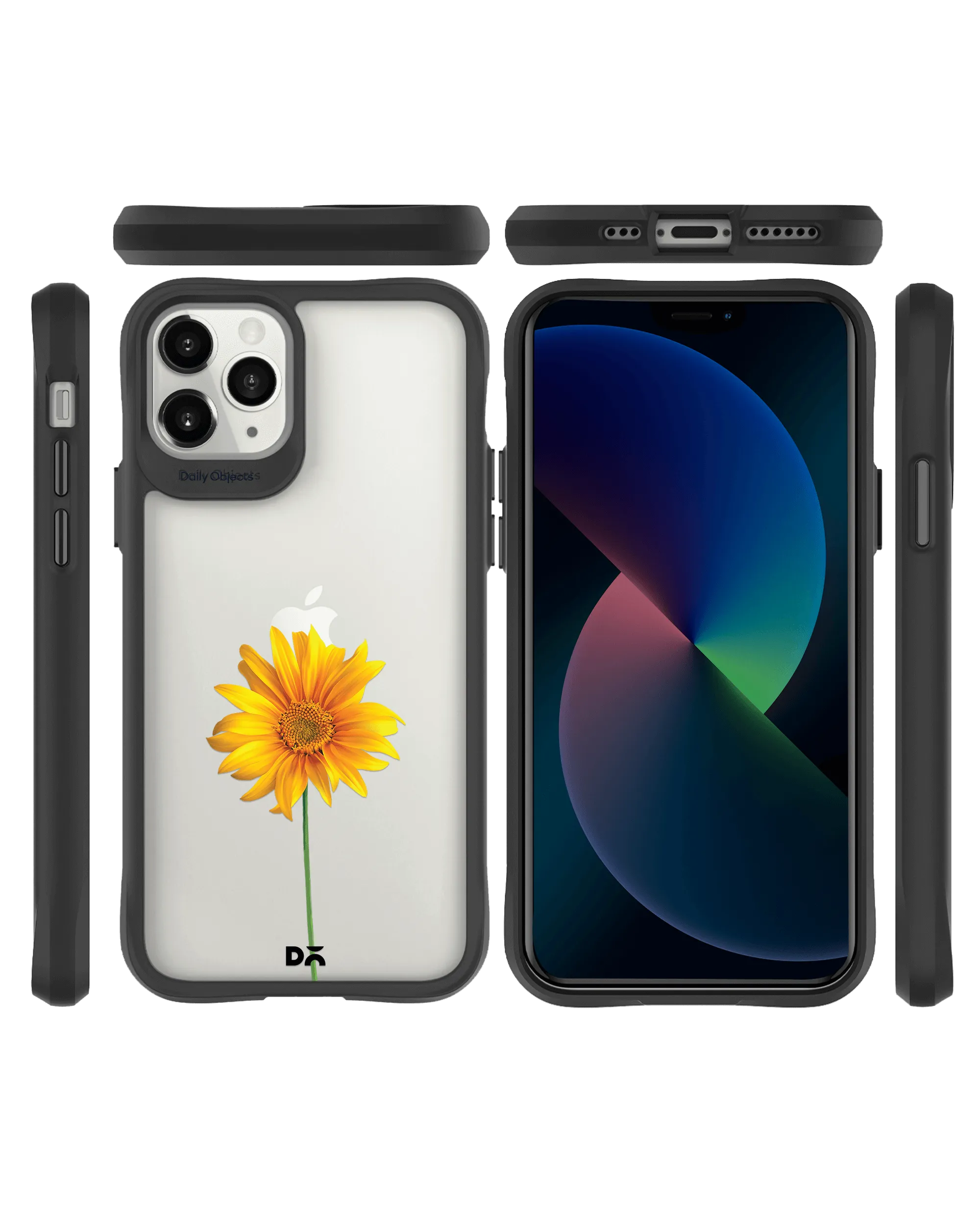 DailyObjects Clear Sunflower Black Hybrid Clear Case Cover For iPhone 11 Pro Max