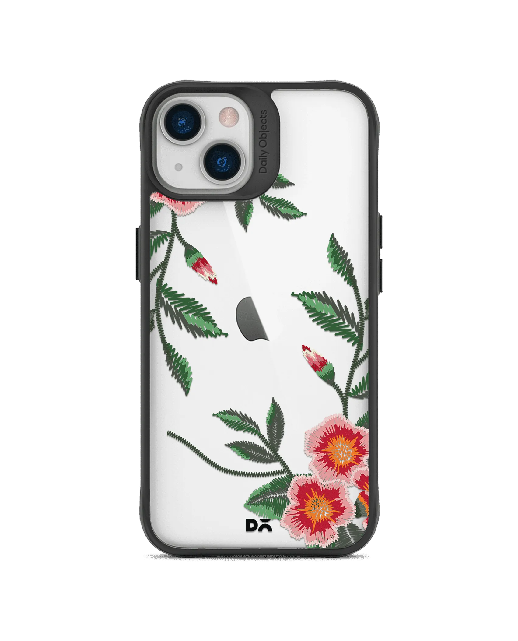 DailyObjects Flower Embroidery Black Hybrid Clear Case Cover For iPhone 13 Mini