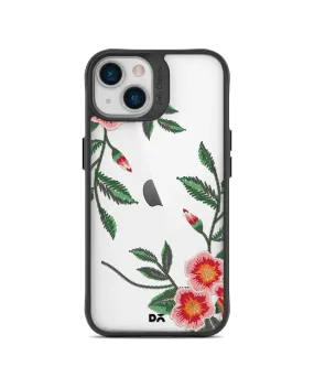 DailyObjects Flower Embroidery Black Hybrid Clear Case Cover For iPhone 13 Mini