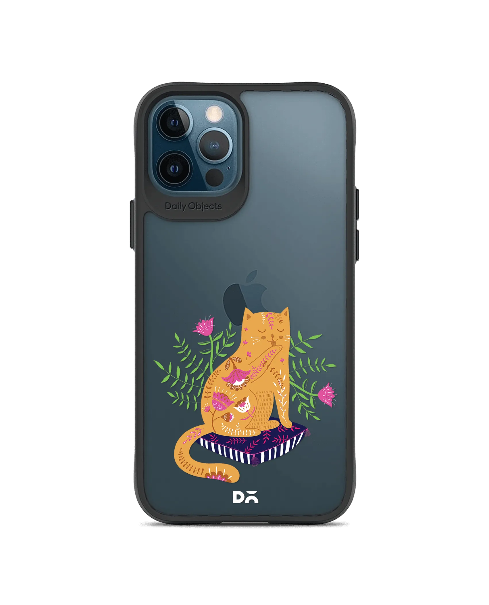 DailyObjects Happy Kitty Black Hybrid Clear Case Cover For iPhone 12 Pro Max