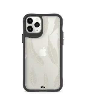 DailyObjects Off White Feathers Black Hybrid Clear Case Cover For iPhone 11 Pro Max