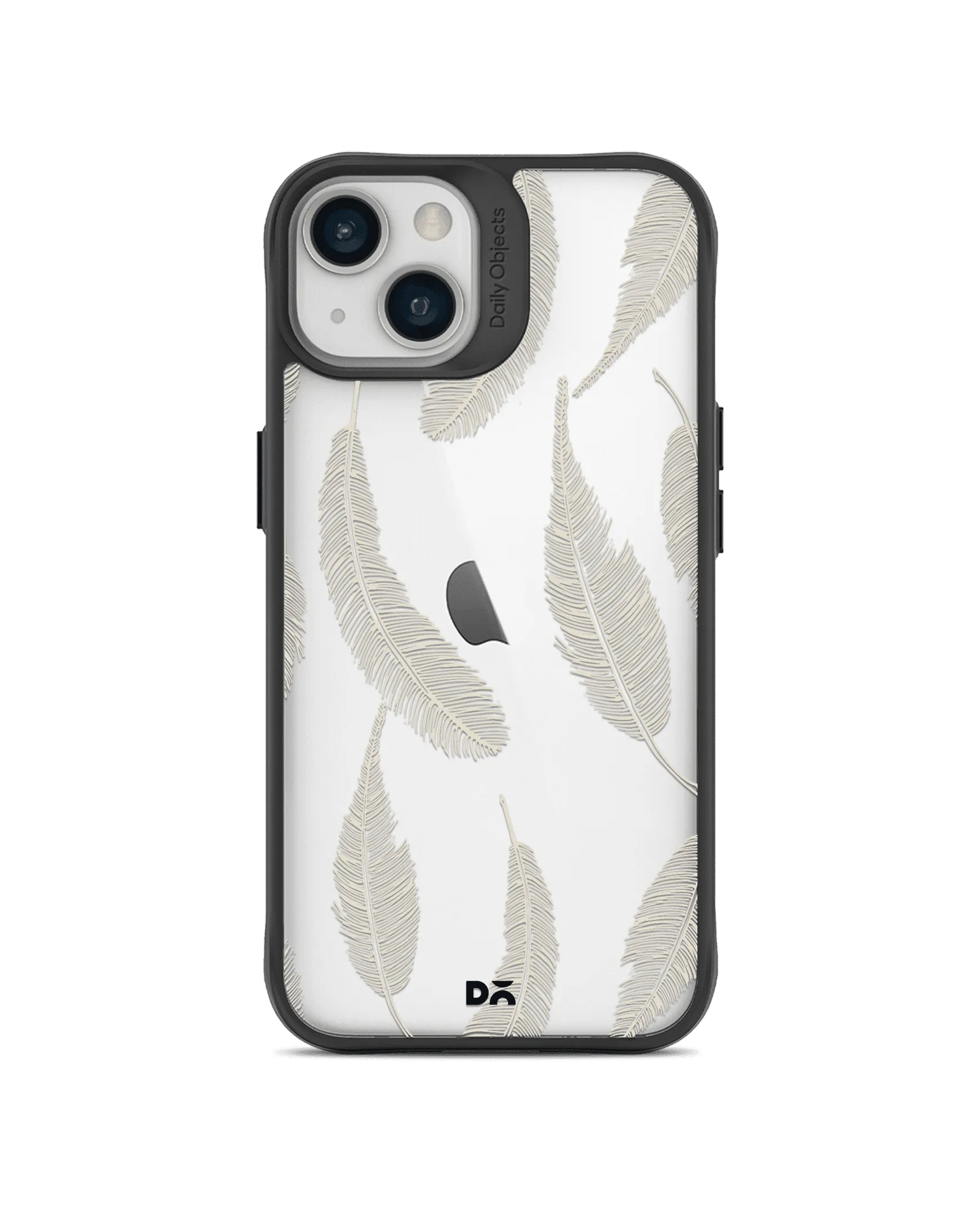 DailyObjects Off White Feathers Black Hybrid Clear Case Cover For iPhone 13 Mini