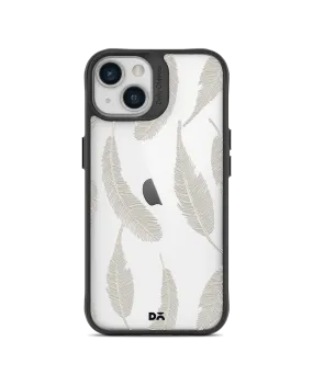 DailyObjects Off White Feathers Black Hybrid Clear Case Cover For iPhone 13 Mini