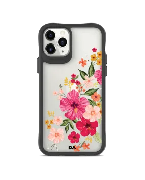 DailyObjects Pink Hibiscus Black Hybrid Clear Case Cover For iPhone 11 Pro Max