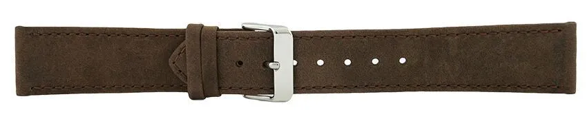 Dark Brown Flat Stitch Leather Watch Band 22mm 114091