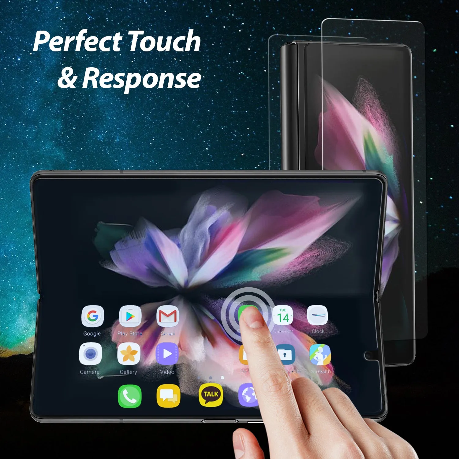 [Dome Film] Samsung Galaxy Z Fold 3 Film Screen Protector [1SET 3PCS] Anti-Shock, HD Clear, Self Healing EPU Film