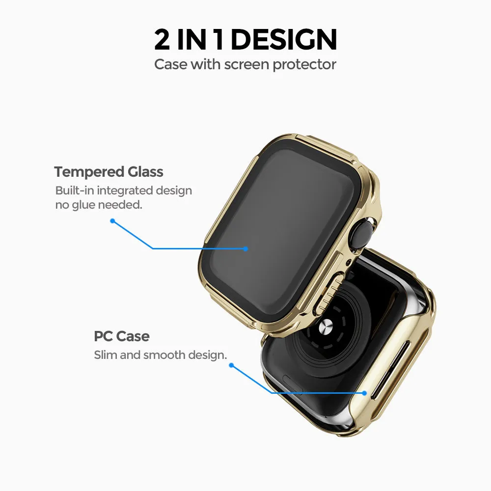 Electroplated Case with Built in Screen Protector | Apple Watch Series 8 45mm  Pack of 5  | Silver/Black/White/Champagne gold/Rose gold