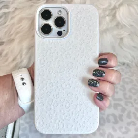 Engraved White Leopard Phone Case For iPhone