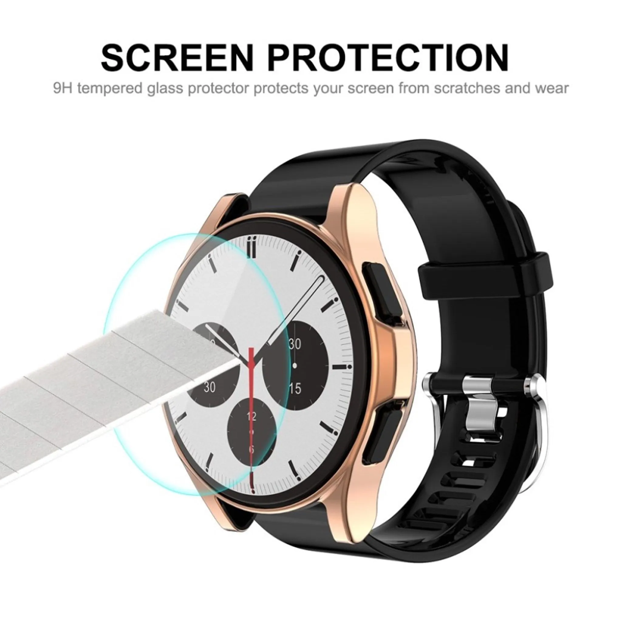 ENKAY 2-in-1 Samsung Galaxy Watch 4 Classic (46mm) TPU cover   tempered glass screen protector - Cyan