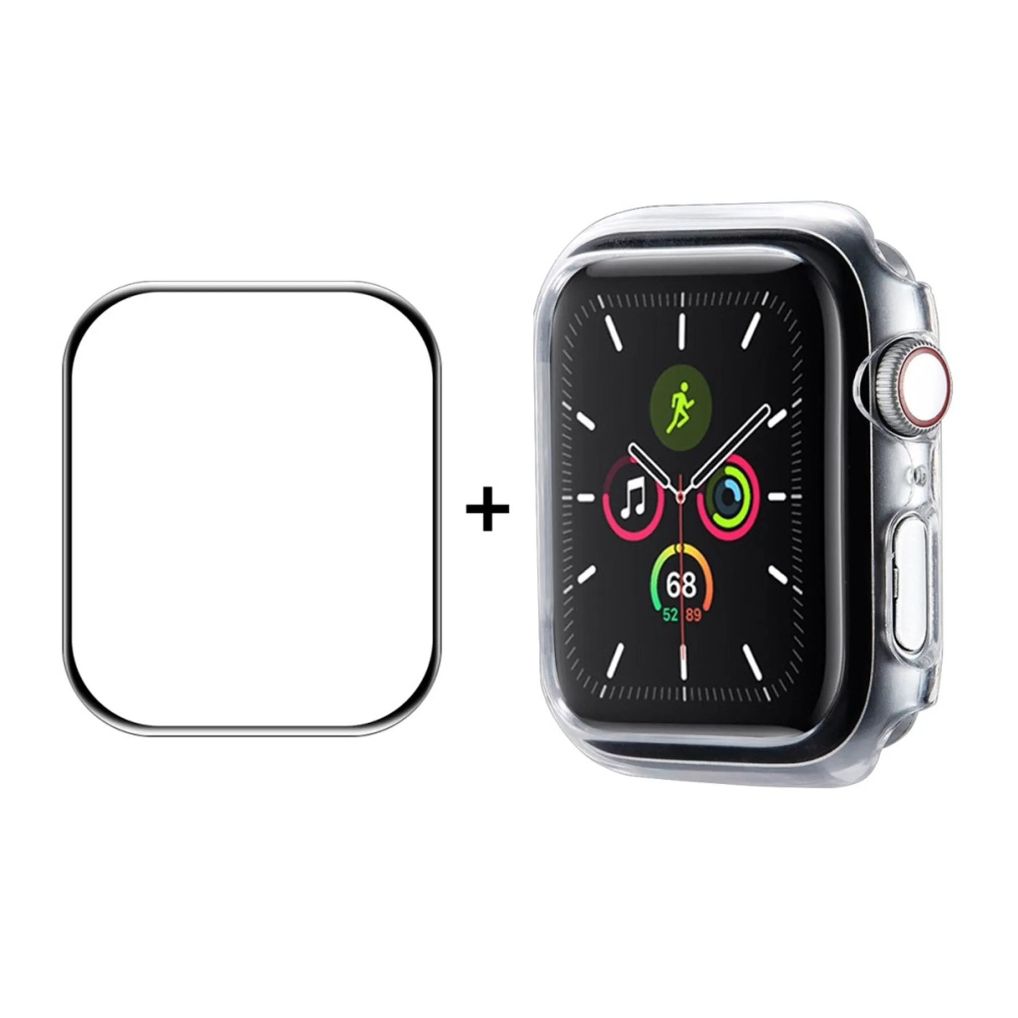 ENKAY Apple Watch (45mm) cover with tempered glass screen protector - Transparent