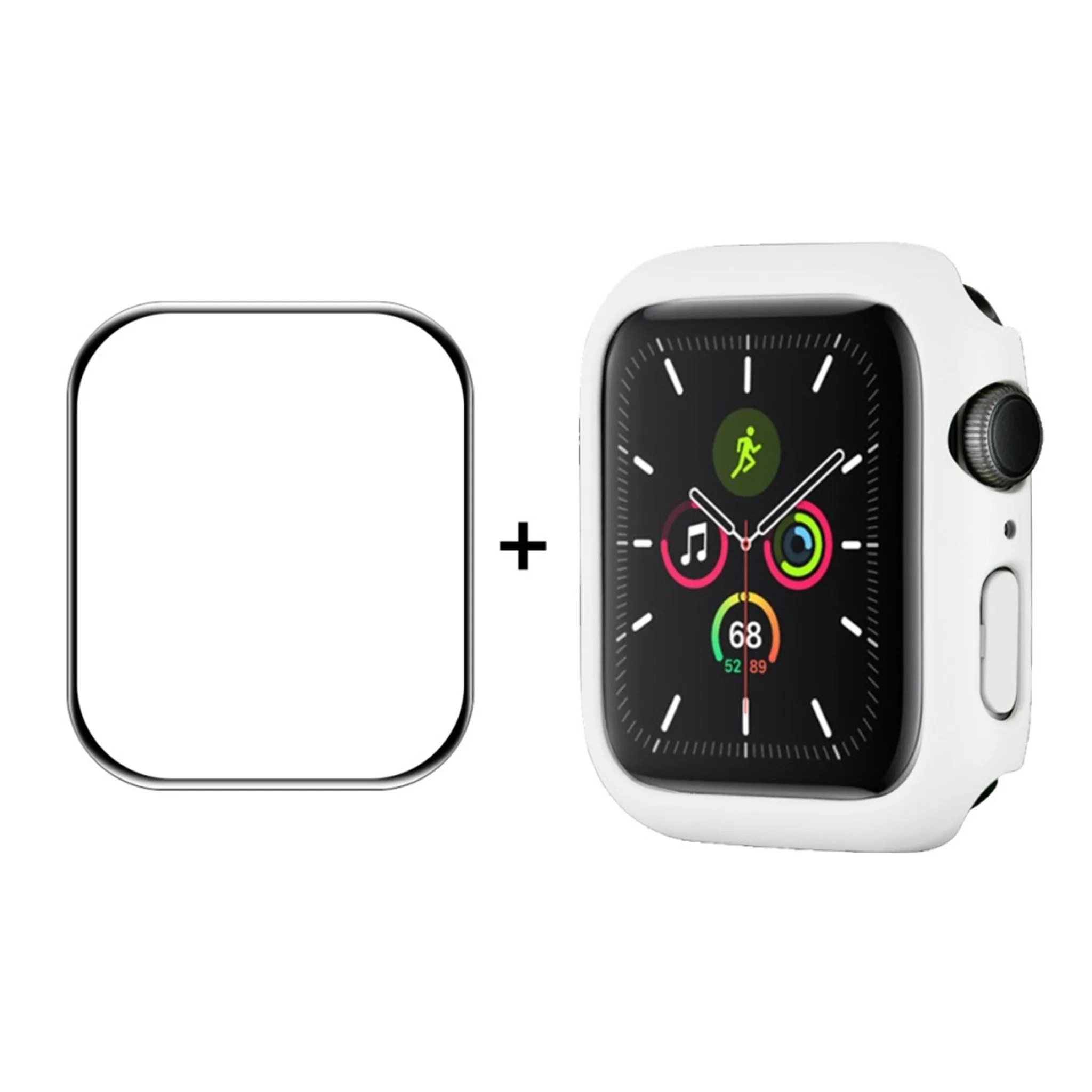 ENKAY Apple Watch (45mm) cover with tempered glass screen protector - White