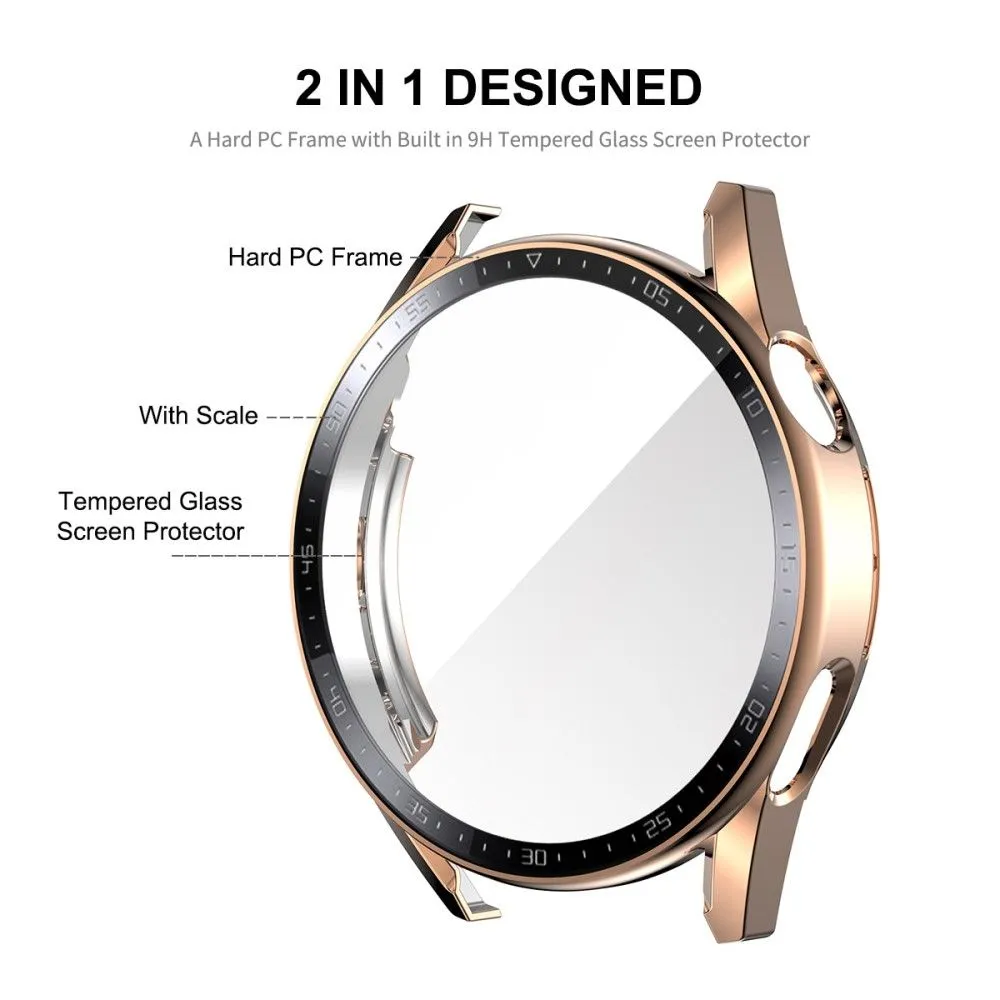 ENKAY Huawei Watch GT 3 (46mm) electroplated scale cover   tempered glass - Rose Gold