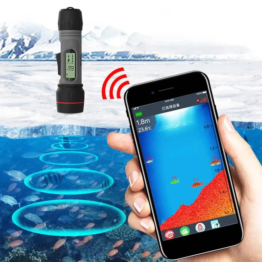 F12B Wireless Fish Finder Rechargeable Echo Sounder 90M Depth Portable Handheld Waterproof Sonar For Winter Ice Fishing Outdoor