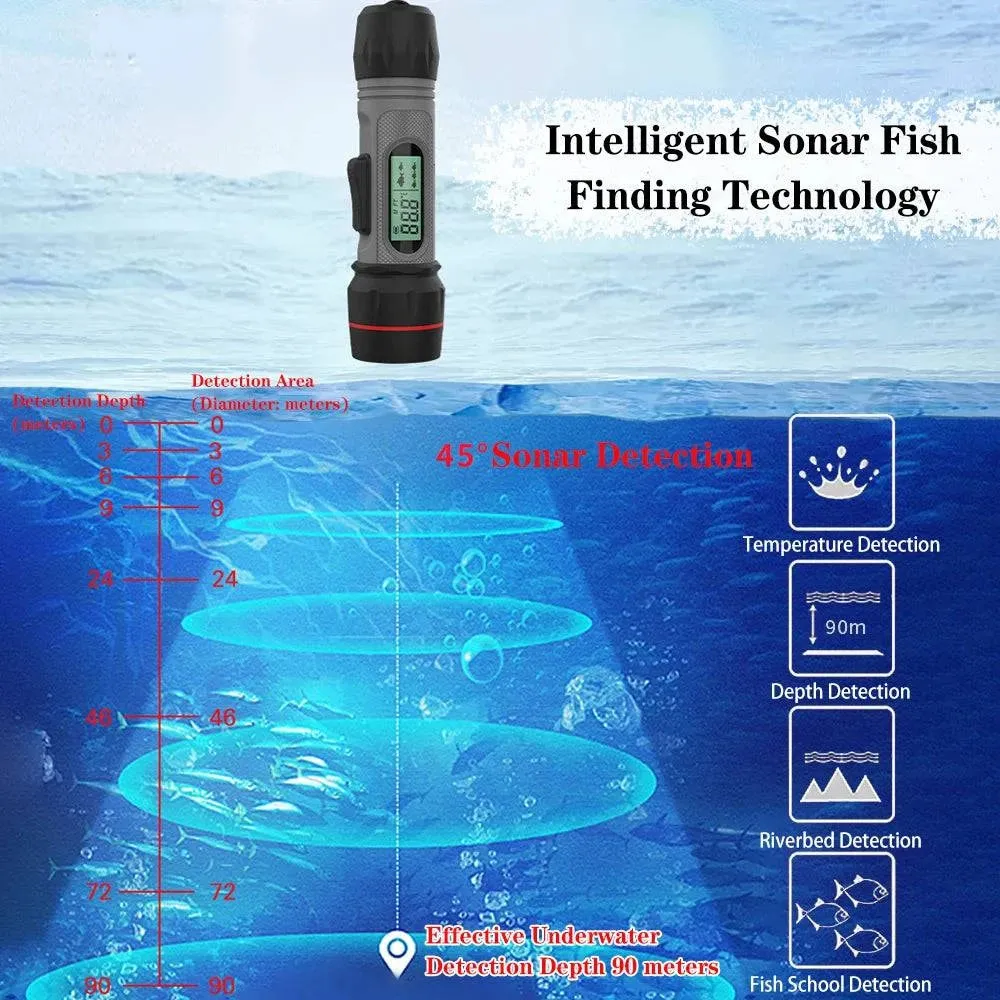 F12B Wireless Fish Finder Rechargeable Echo Sounder 90M Depth Portable Handheld Waterproof Sonar For Winter Ice Fishing Outdoor