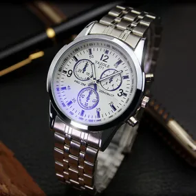 Fashion Full Steel White Black Blue Ray Dial 30m Waterproof Luminous Hands Business Dress Sport Wrist watch Watches for Men