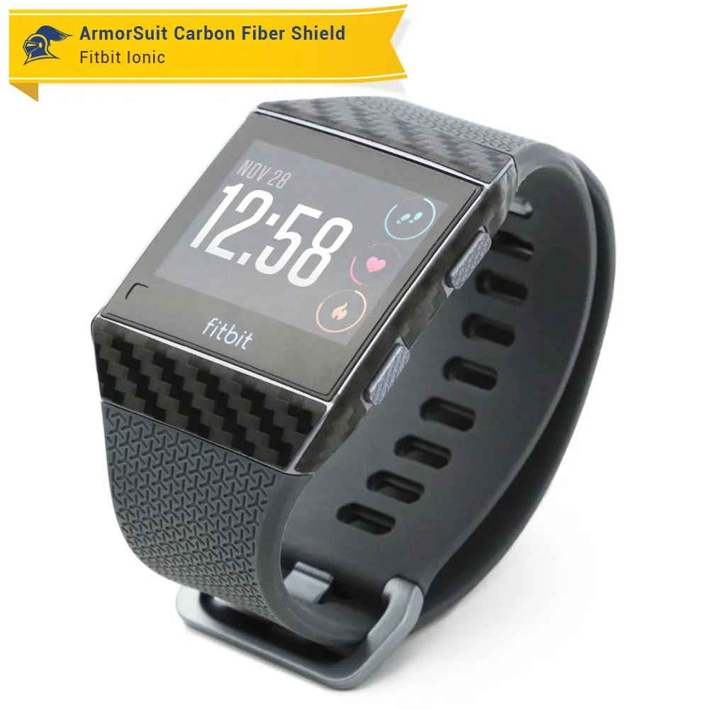 Fitbit Ionic Screen Protector   Black Carbon Fiber Skin