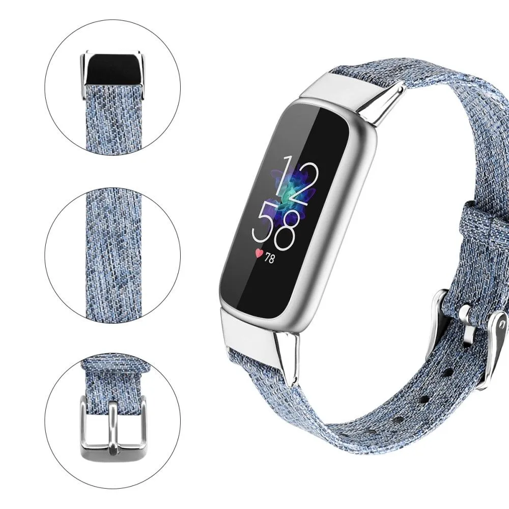 Fitbit Luxe canvas style watch strap - Sky Blue / Size: L