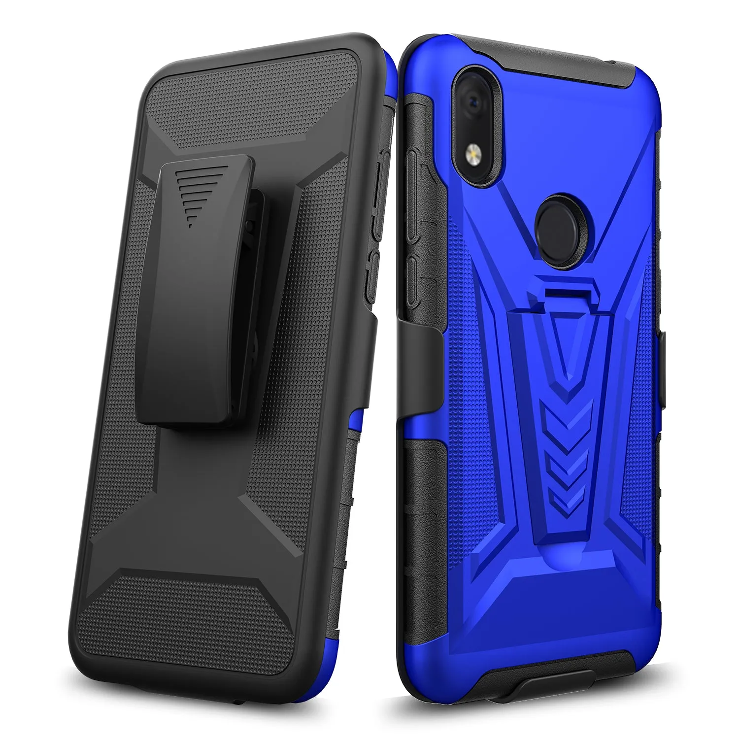 For Alcatel Jitterbug Smart3 Case ,Lively Smart Case with Tempered Glass Screen Protector Heavy Duty Protective Phone Case,Built-in Kickstand Rugged Shockproof Protective Phone Case - Blue