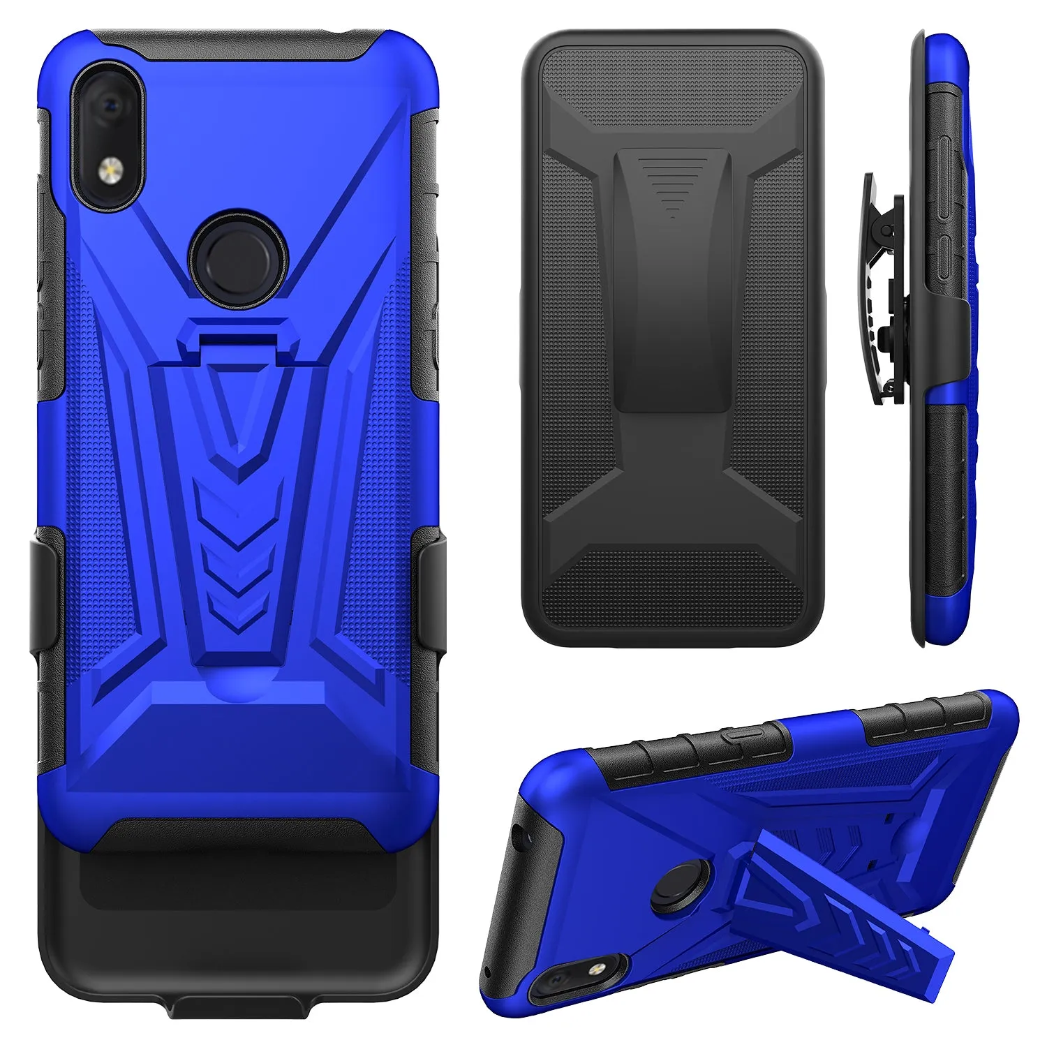 For Alcatel Jitterbug Smart3 Case ,Lively Smart Case with Tempered Glass Screen Protector Heavy Duty Protective Phone Case,Built-in Kickstand Rugged Shockproof Protective Phone Case - Blue