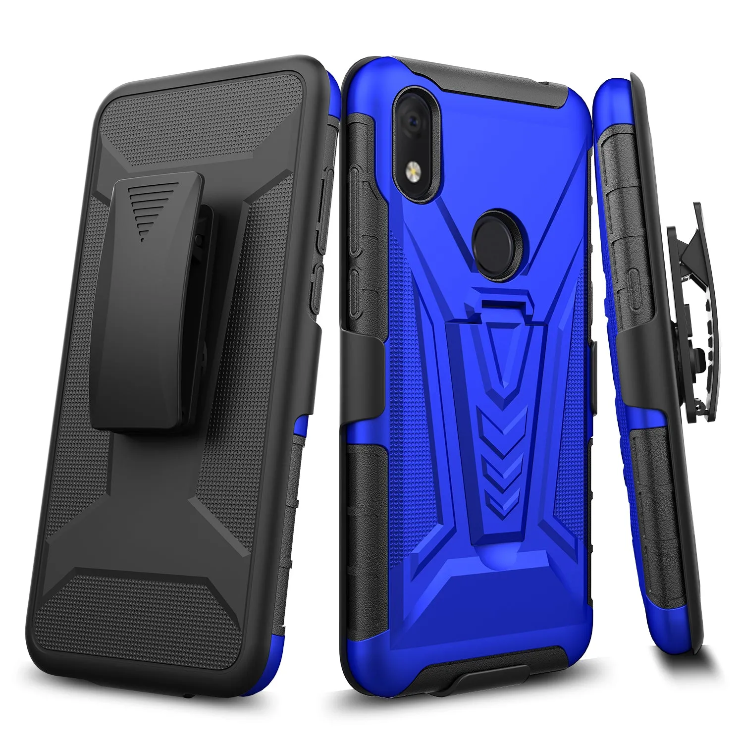 For Alcatel Jitterbug Smart3 Case ,Lively Smart Case with Tempered Glass Screen Protector Heavy Duty Protective Phone Case,Built-in Kickstand Rugged Shockproof Protective Phone Case - Blue