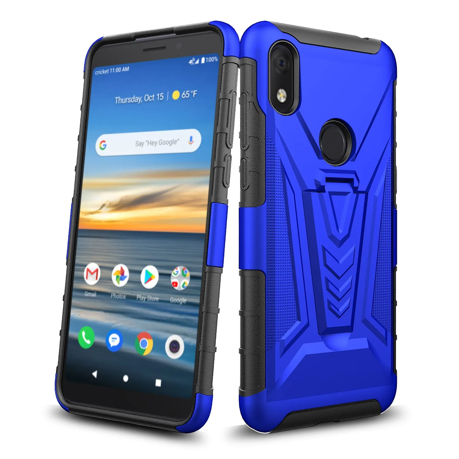 For Alcatel Jitterbug Smart3 Case ,Lively Smart Case with Tempered Glass Screen Protector Heavy Duty Protective Phone Case,Built-in Kickstand Rugged Shockproof Protective Phone Case - Blue