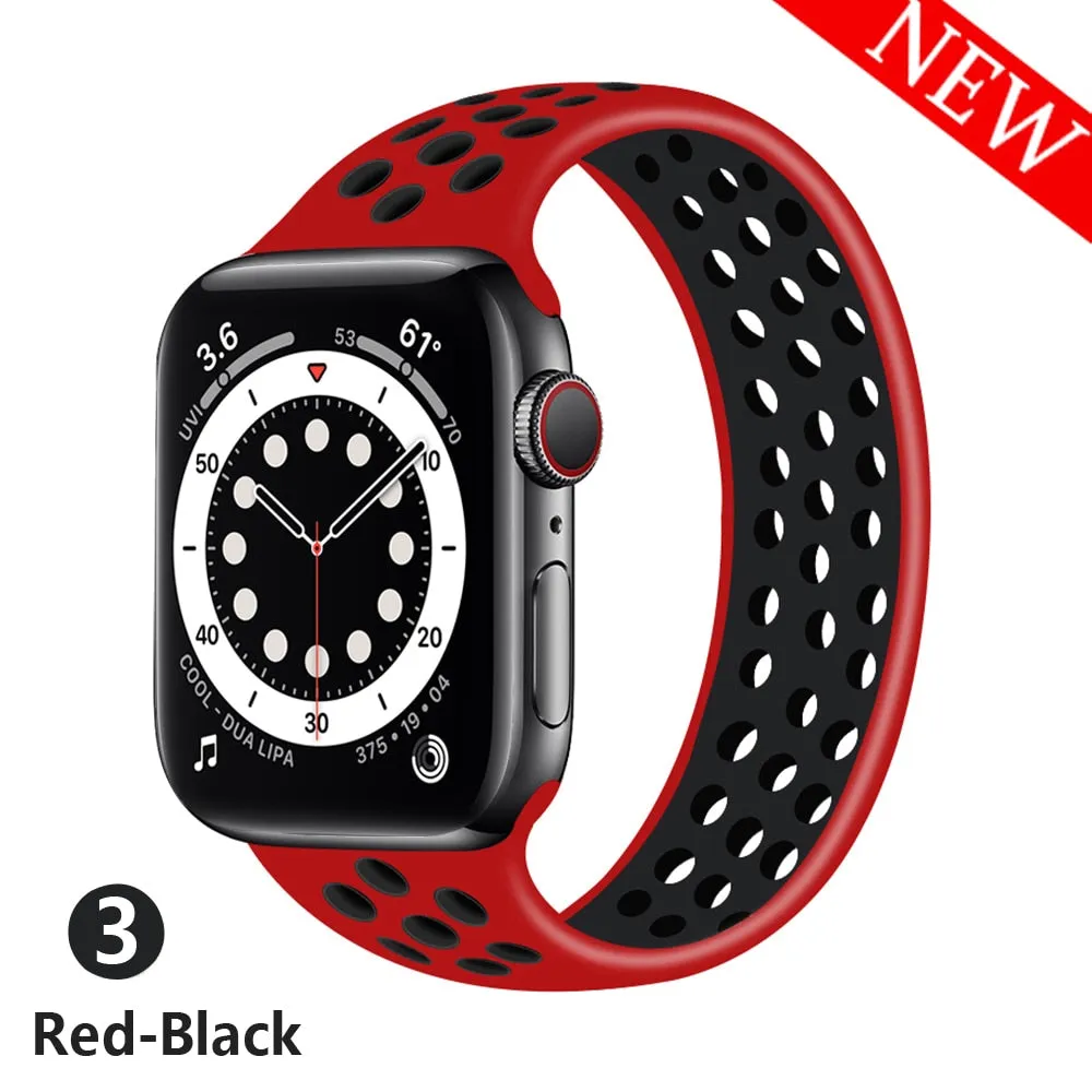 For Apple Watch Band 44mm 40mm 38mm 42mm Breathable Elastic Belt bracelet Silicone band Series 3 4 5 SE 6