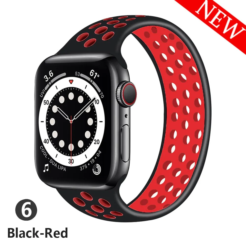 For Apple Watch Band 44mm 40mm 38mm 42mm Breathable Elastic Belt bracelet Silicone band Series 3 4 5 SE 6