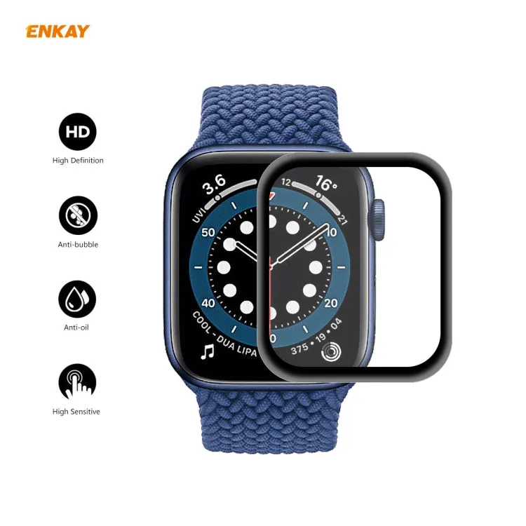 For Apple Watch Series 6/5/4/SE 44mm ENKAY Hat-Prince 3D Full Screen PET Curved Hot Bending HD Screen Protector Film(Black)